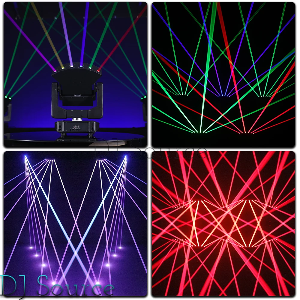 New 6 Eyes RGB 3IN1 Laser Moving Head Light Infinite Rotation Fan Stage Lights DMX Controller DJ Disco Party Club Stage Effect