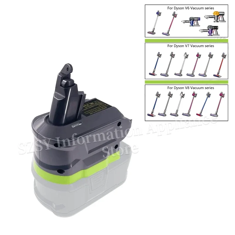 Universal for Ryobi 18V Lithium Battery to Replace for Dyson V8/V7/V6 Battery Adapter Converter Animal Absolute Vacuum Cleaners