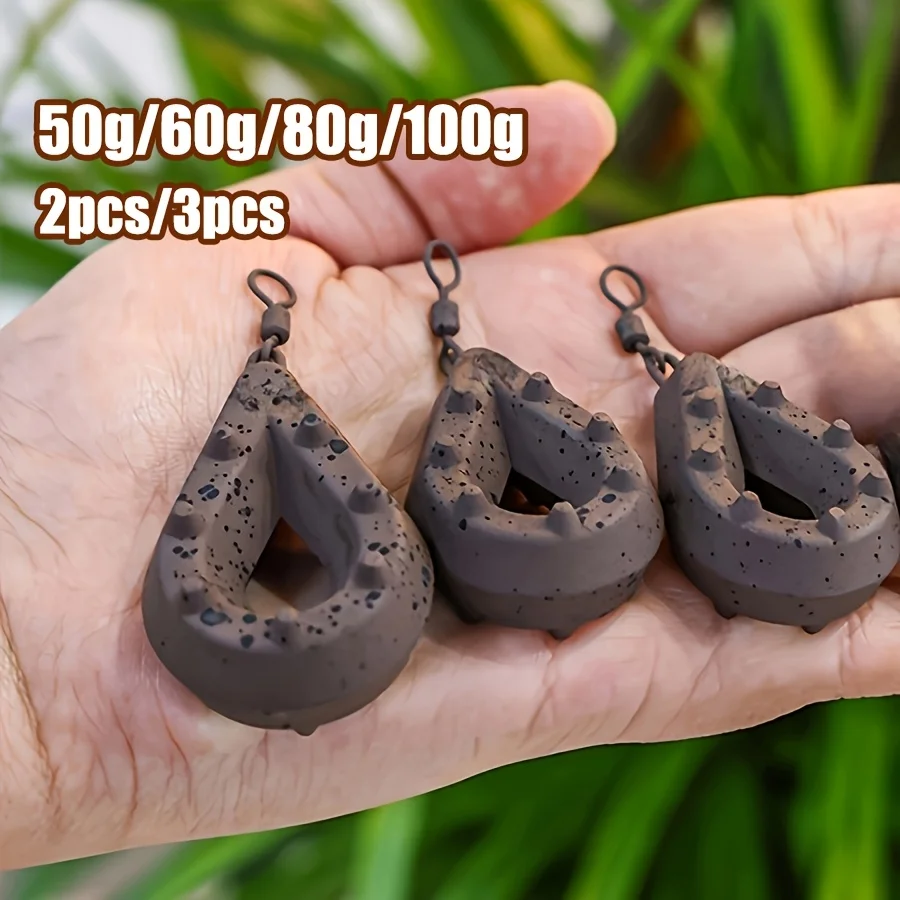 2/3 Stück Karpfenangel-Bleigewichte 50g 60g 80g 100g, Anti-Haken Strukturierte Ringwirbel-Sinker, Langlebiges Karpfenangel-Zubehör