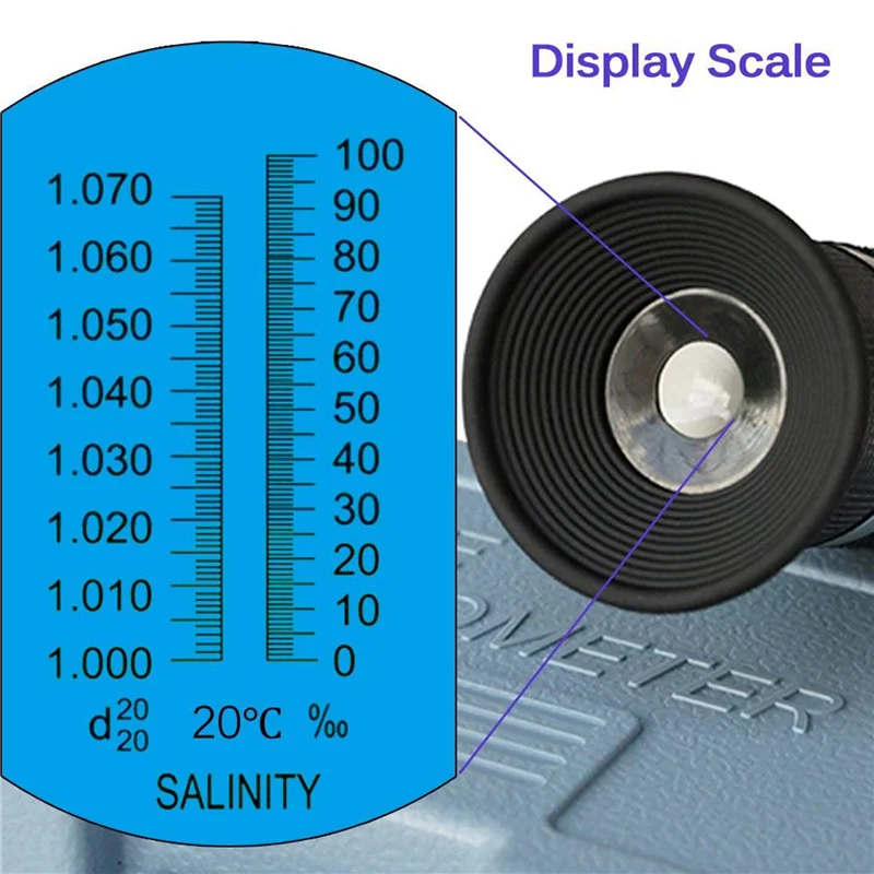 AC88-2X Salinity Refractometer For Seawater And Marine Fishkeeping Aquarium 0-100 Ppt With Automatic Temperature Compensation