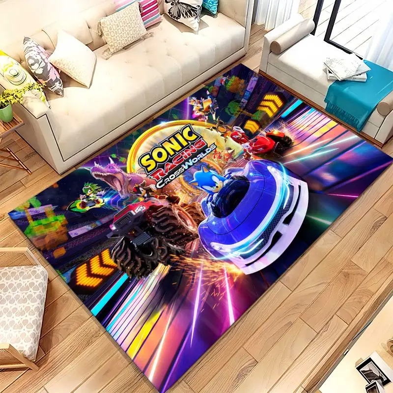 Cartoon S-Sonic Rings K-Knuckles Game Soft Non-Slip Area Rug for Living Room,Bedroom Playroom Carpet Mat for Sofa,Home Decor
