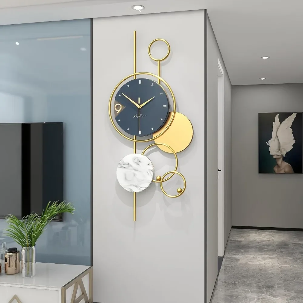 

Modern wall clocks are battery-powered, silent and non-ticking, unique gold metal wall clock home décor