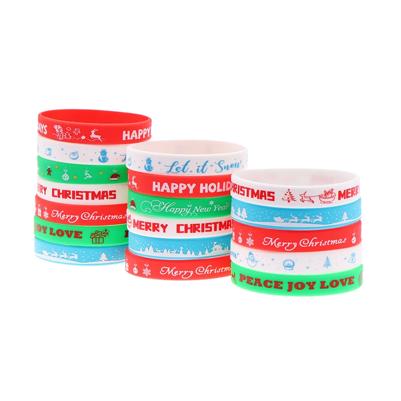 35Pcs Christmas Wristband Silicone Bracelets Rubber Band Bracelet Merry Xmas For Christmas Party Decoration Supplies