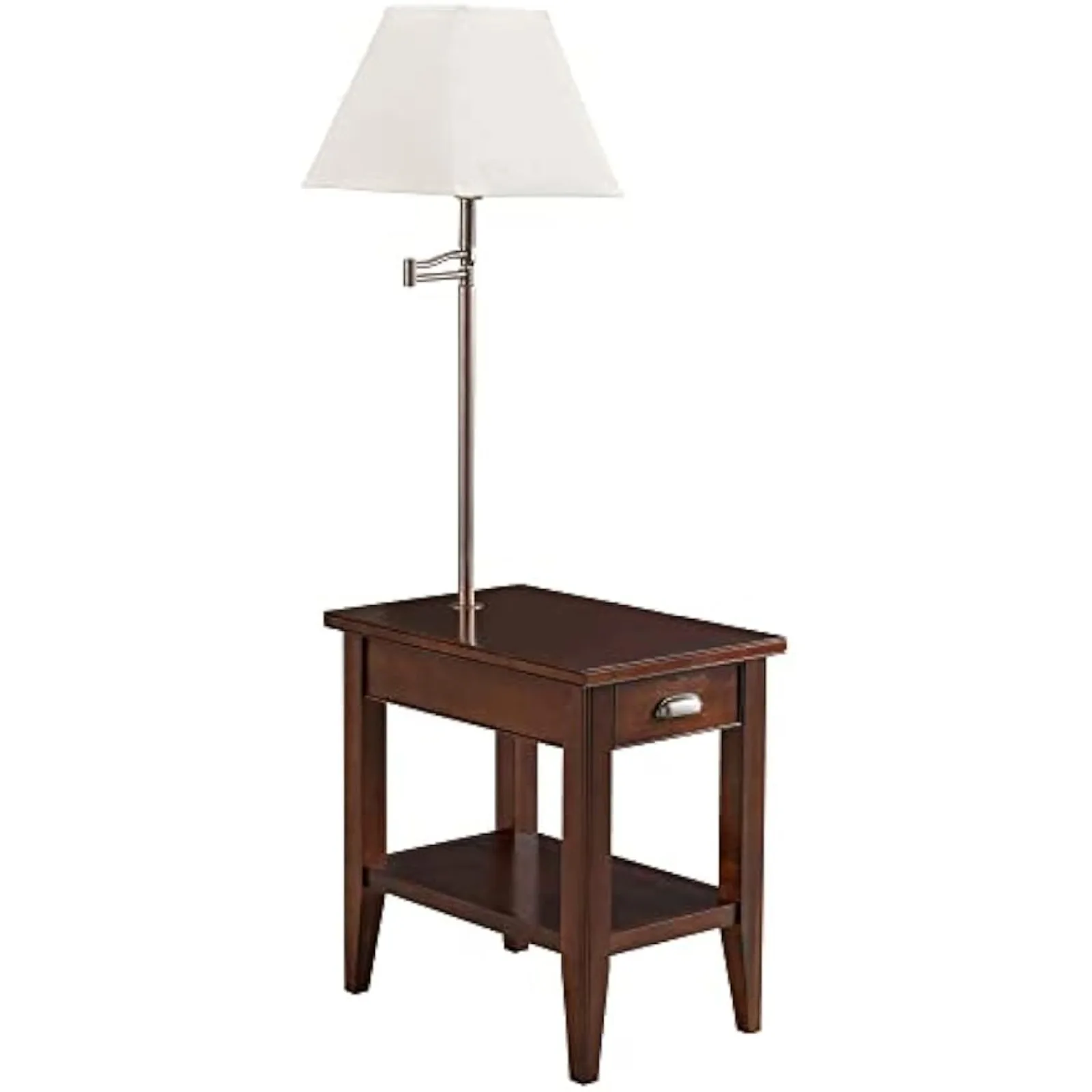 

US 10537 Laurent One Drawer Swing Arm Lamp Side Table with Shelf, Chocolate Cherry