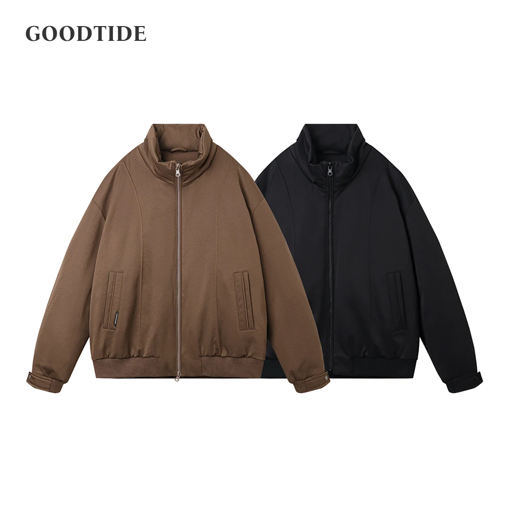 

2025 Winter New Men's 90 White Duck Down Down Jacket Clip Fashion Workwear Retro Stand Collar Long Sleeve Top Jacket