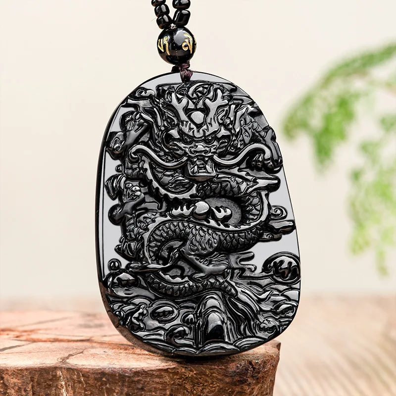 Pendentif en Jade naturel pour hommes et femmes, collier à encre verte du zodiaque, Dragon des quatre mers, livraison directe