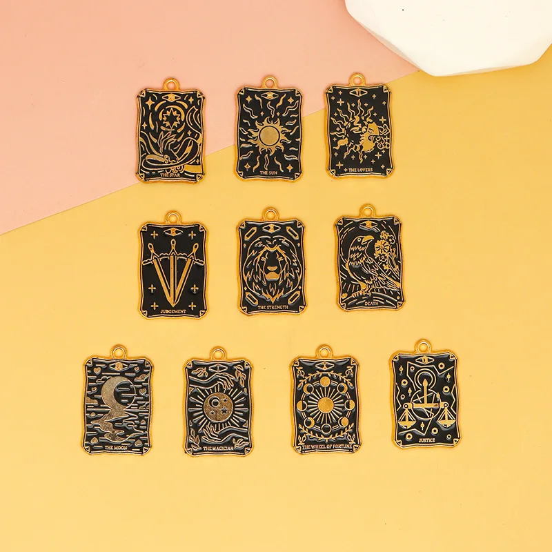 20 pcs/lot Fashion Black Tarot Pendant Making Accessories Charms for Women, Earrings/Necklace Handmade DIY Jewelry Wholesale