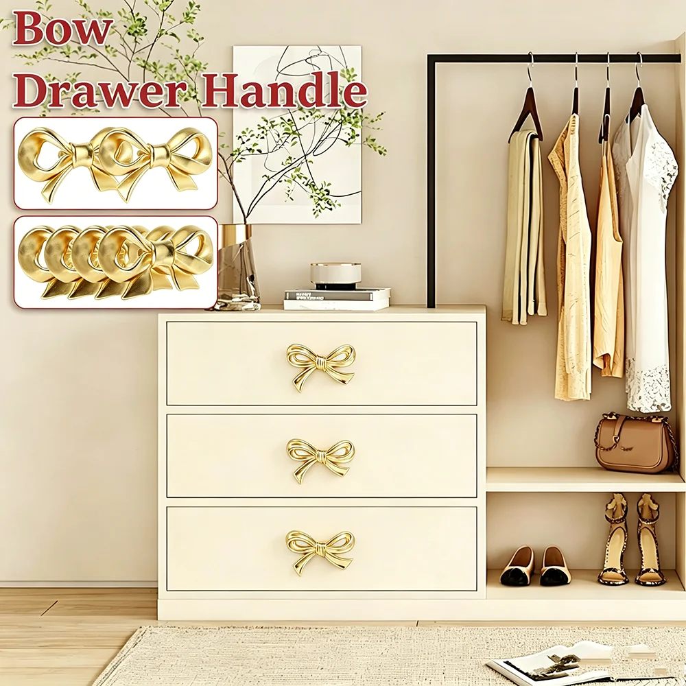 Decorative Metal Bow Dresser Knobs Small Size Vintage Decorative Cabinet Pulls Cute Drawer Pull Handles Nursery Room