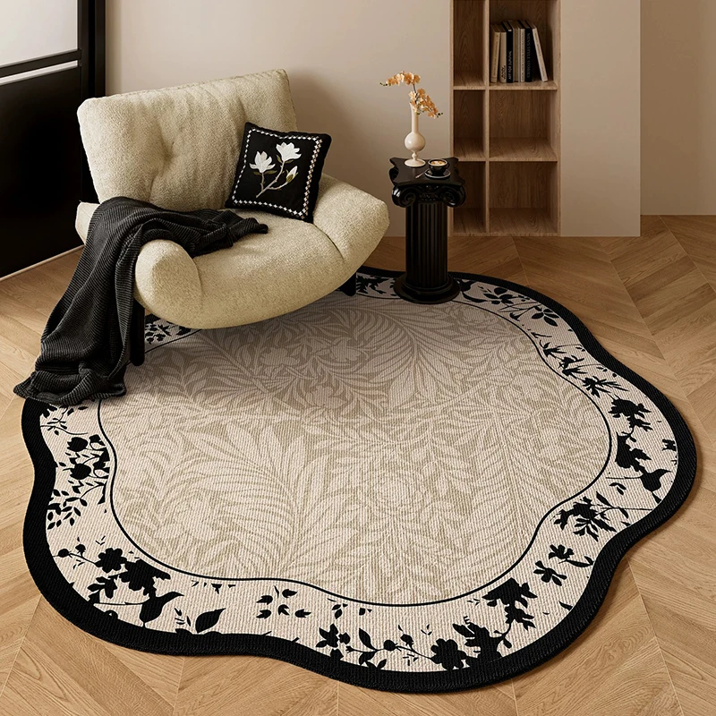 Living Room Carpet Large Size Comfortable Loop Pile Floor Mat French Retro Floral Irregular-shaped Rug Home Decoration Carpets
