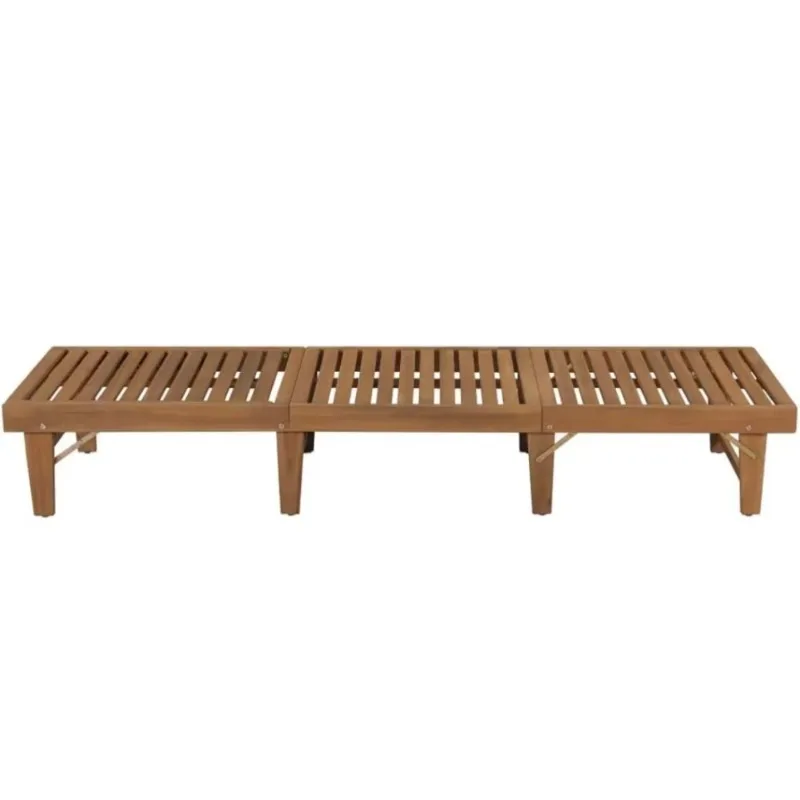 Outdoor Foldable Solid Teak Wood Sun Lounger with Adjustable Backrest Portable Pool Beach Patio Reclining Chair for Hotel Use