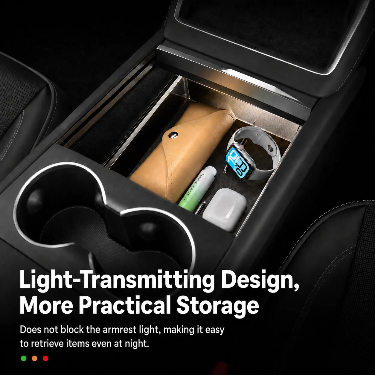 Center Console Upper Storage Box ABS Silicone Non-Slip Front Rear Armrest For Tesla Model 3 Model Y Juniper YL Car Supplies view 5