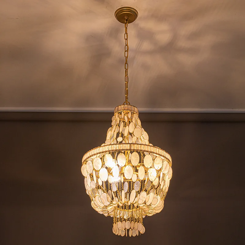 

Luxury Shell Chandelier Lighting In Living Room Gold Bedroom Shell Pendant Chandeliers Hallway Entryway Dining Room Restaurant