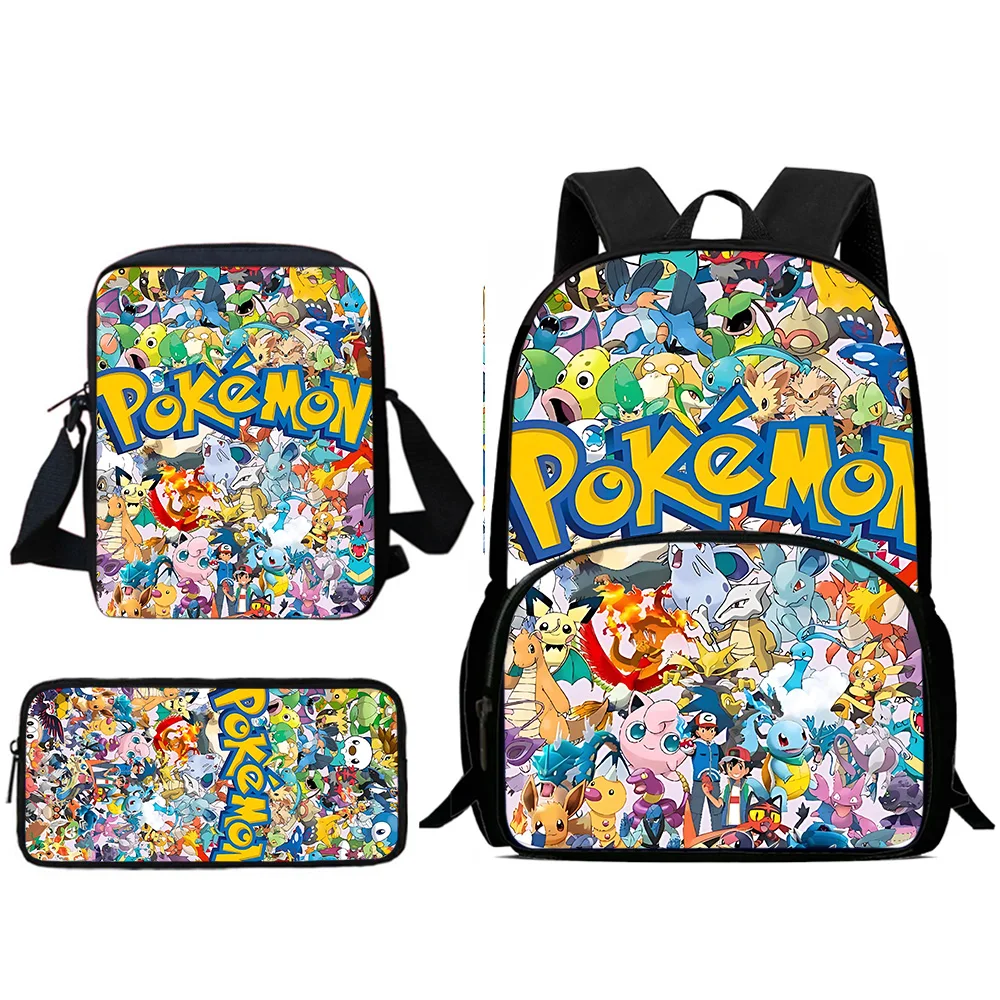 Mochilas infantis fofas de anime pikachus gengars, bolsa de ombro, estojo de lápis, grande capacidade, bolsas escolares para meninos e meninas, melhor presente