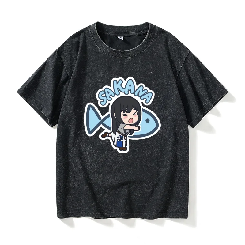 

Lycoris Recoil Anime T-irt Sakana ort Sve Hong Kong Sle Cotton round Ne Loose Fit Summer Top for Women 8-35 Years...