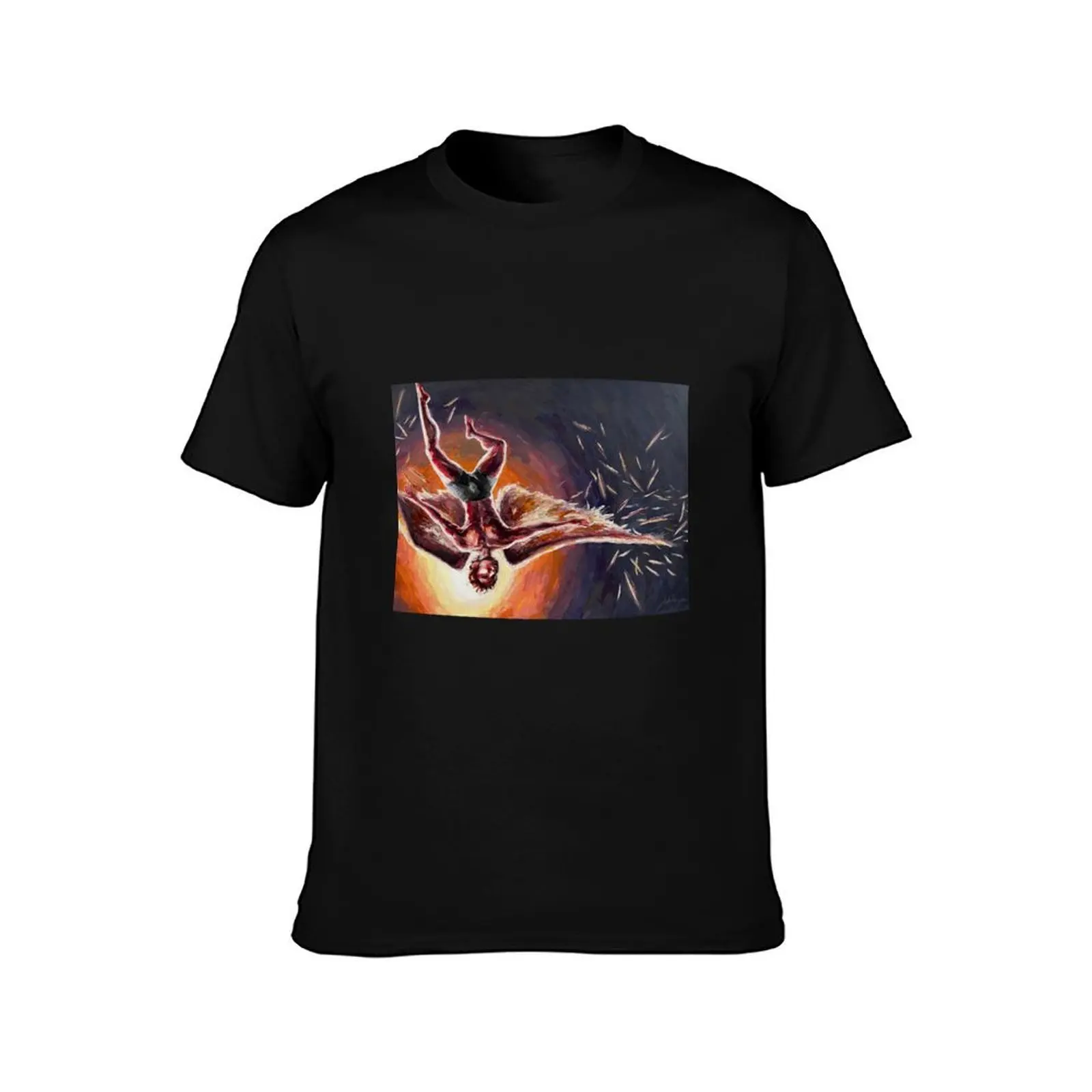 Icarus falling, feathers scattering T-Shirt Athletic Fit Sports Short Sleeve Top T-Shirt