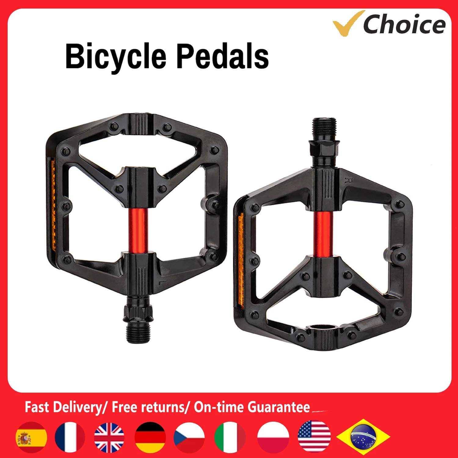 

ZTTO1Pair Bike Pedals Aluminum Alloy Bicycle Platform Flat Pedals 9/16 Inch with Antislip Nails for Sealed Bearing Mountain Bike