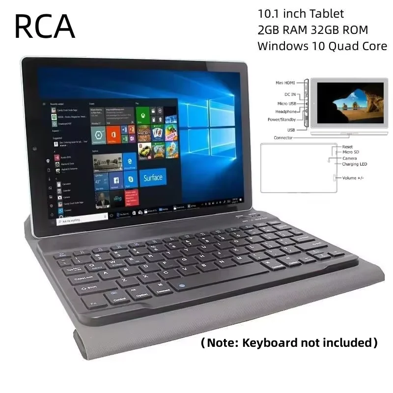 10,1 Zoll NX16A Windows 10 unterstützt WLAN 2 GB RAM 32 GB ROM Quad Core X5-Z8350 CPU Tablet PC 1280 x 800 IPS Dual-Kameras 6000 mAh