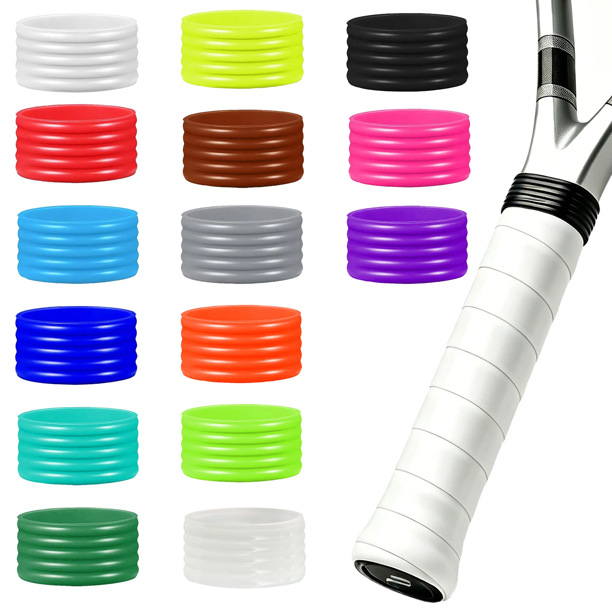 15 Colors Available, 1 PCS Tennis Racket Grip Tape/Pickleball Paddles Overgrip/Squash Silicone Ring Grip Bands - Rubber Ring