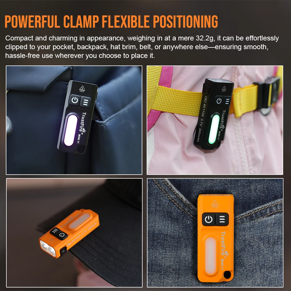 Trustfire MINI11 750LM EDC Flashlight Mini Clip Light Spotlight/Floodlight USB C Rechargeable Pocket RGB Torch with Magnet Clip view 6