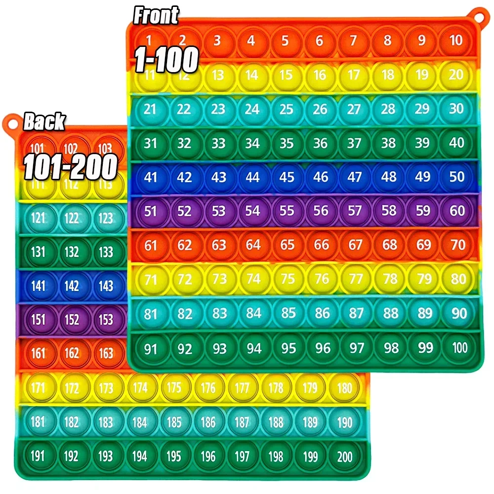 1–200 Zahlen, Zählen, Mathe-Fidget-Pop-Spielzeug, Regenbogen-Silikon-Push-Blase, pädagogische Mathe-Spiele, Spielzeug für Kinder im Vorschulalter