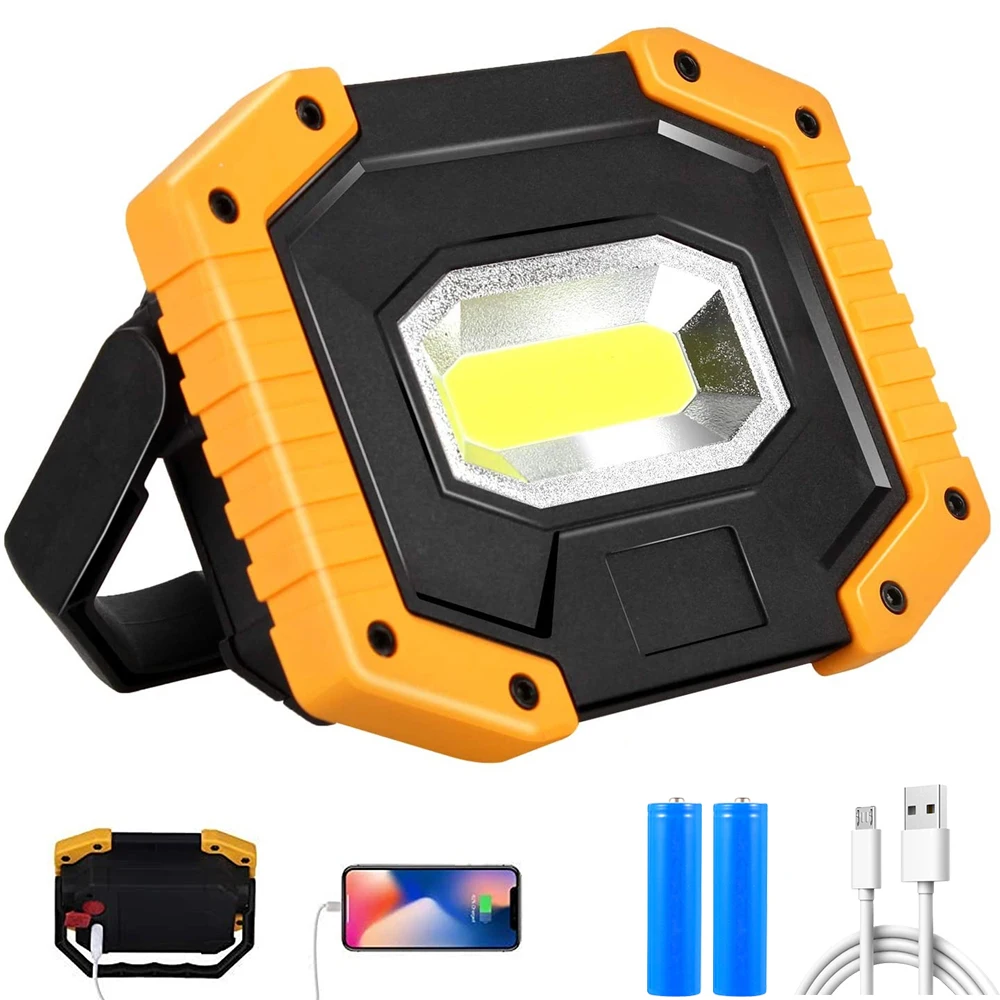 

200W Portable USB Rechargeable Work Light Camping Lantern 3 Modes LED Floodlight Outdoor Power Bank Tent Lamp with 180° Bracket