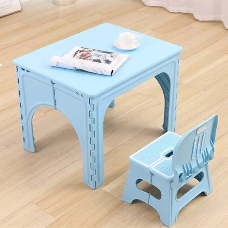 2022 New Baby Folding Dining Table Chair Set Children Household Plastic  Writing Desk Outdoor Portable Tables игровое кресло