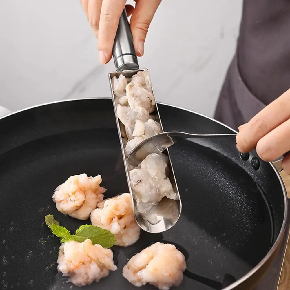 1 Set Meatball Mold Convenient Stainless Steel Meatball Maker With Spoon Kitchen Gadget For Household Fried Fish Beaf Meat Make