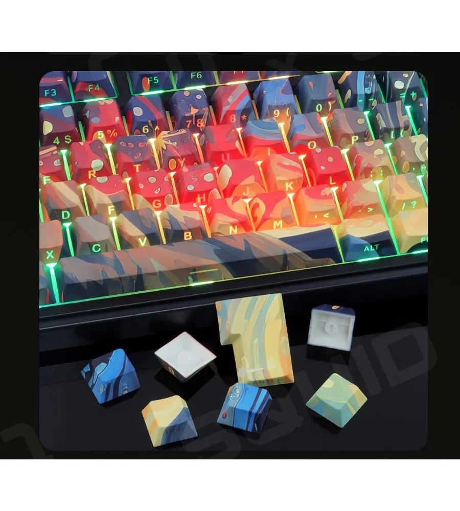 Original height PBT full five-sided sublimation V1 side engraved light-transmitting keycap 133 keys