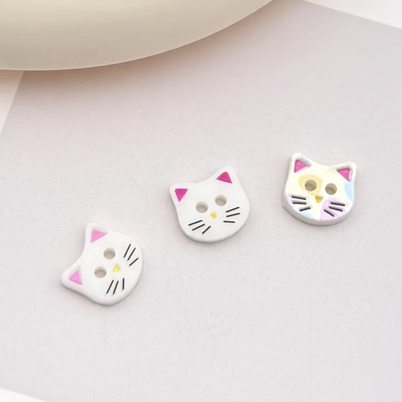 10Pcs Cute Cat Buttons Two Hole Colorful Animal Shirt Buttons for DIY Crafts and Garment Making Shirt and Skirt Buttons