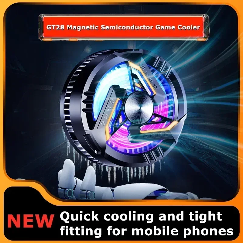 

Portable Mobile Phone Magnetic Semiconductor Cooling Fan Radiator GT28 for IPhone 15/14/13/12 Android Universal PUBG Game Cooler