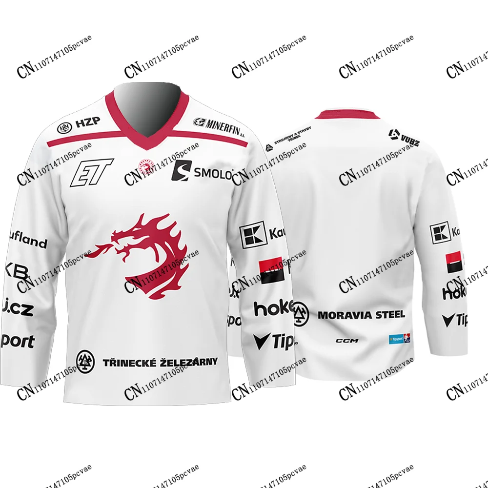 

Новинка! Хоккейная футболка ELH в чешском стиле HC Oceláři Třinec 2026-27 с 3D-принтом, длинным рукавом, для взрослых и детей, унисекс, для фанатов.