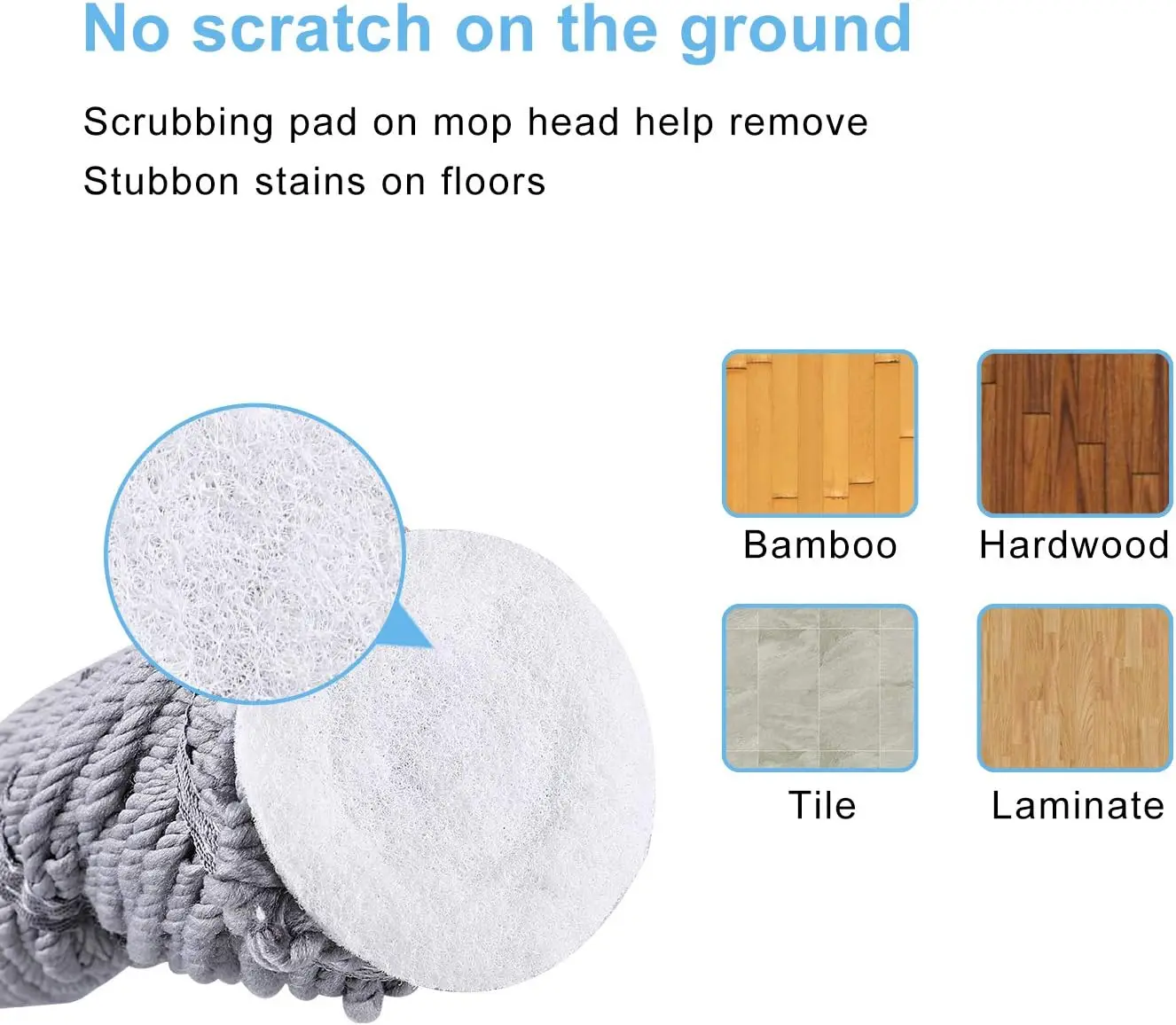 Mop with 2 Reusable Microfiber Heads, Easy Wringing Twist Mop 57.5 inch Long Handle for Hardwood Vinyl Tile