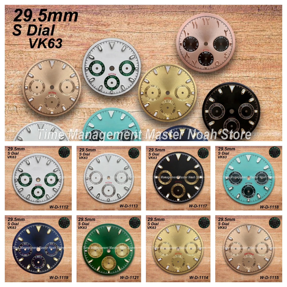 

29.5mm S Logo Panda DTN Dial Fit VK63 Movement Green Luminous High-Quality Dial Watch Modification Accessories