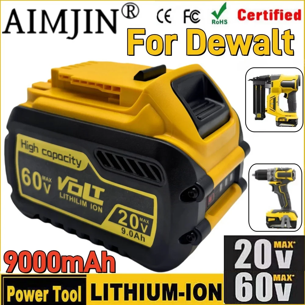 For Dewalt Battery 20V/60V 9000mAh MAX Battery DCB606 DCB609 DCB205 DCB206 DCB209 DCB182 9.0Ah/6.0Ah Power Tool Battery