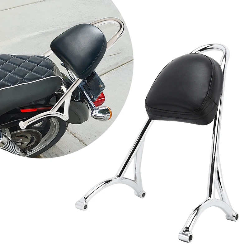 

Motorcycle AccessoriesChrome Rear Passenger Sissy Bar Backrest Cushion Pad For Harley Sportster XL883 1200 X48 2004-2023