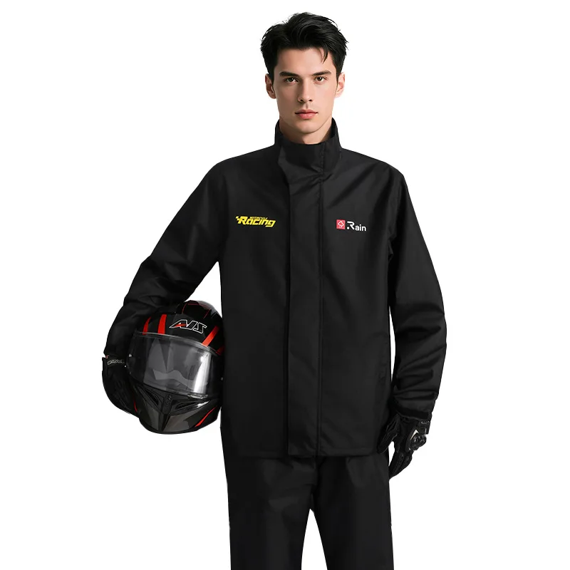 

Motorcycle Rain Suit Men Women Rain Gear Waterproof Protective Rain Coat with Pants 2 Pieces Breathable Outdoor Black