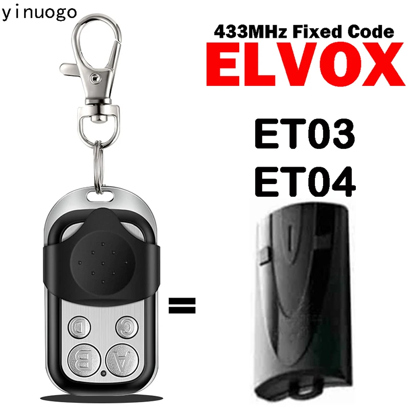 

ELVOX ET03 ET04 Garage Door Remote Control 433MHz 100% Fixed Code Clone Handheld Transmitter Copy Garage Door / Gate Remote