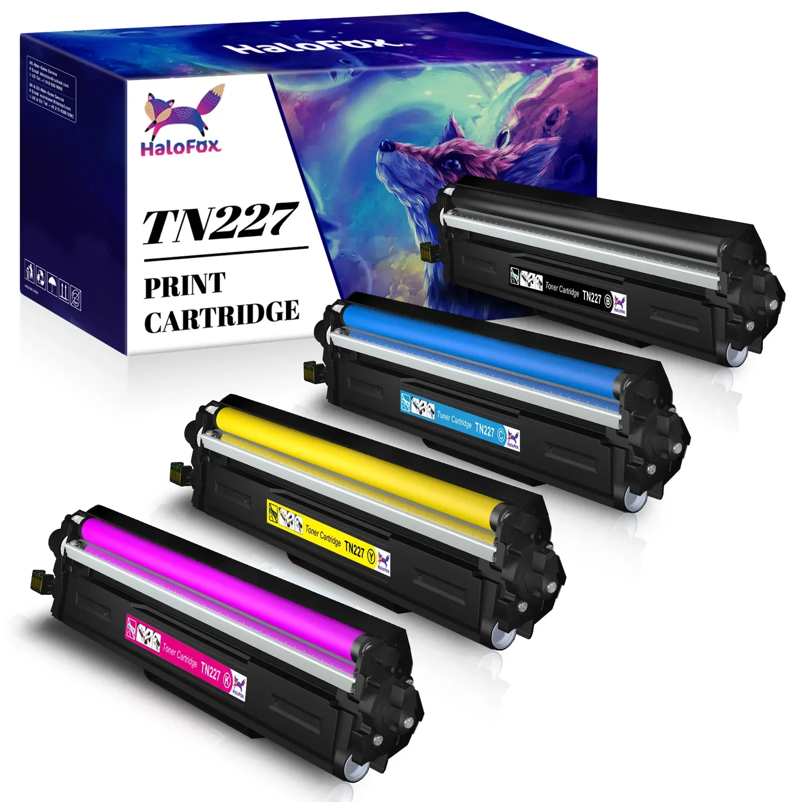 

4Pc TN227 TN223 Toner Cartridge replacement for Brother HL-L3210CW HL-L3290CDW