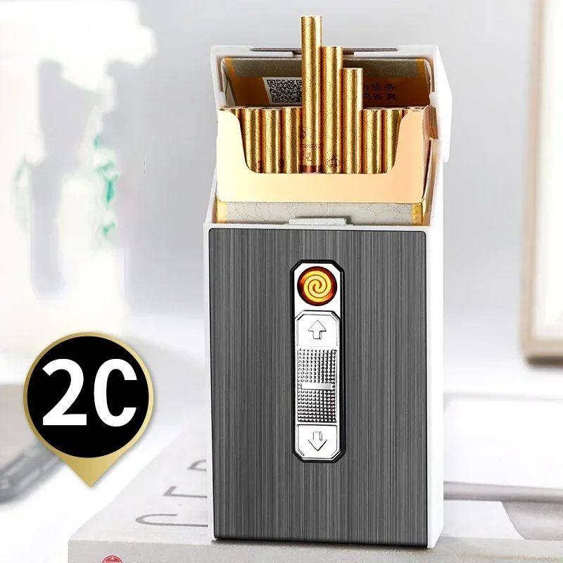 New USB Rechargeable Cigarette Case Cigarette Lighter, Heating Wire, Hold 20 Slim Cigarettes, Cigarette Storage Box with Lighter