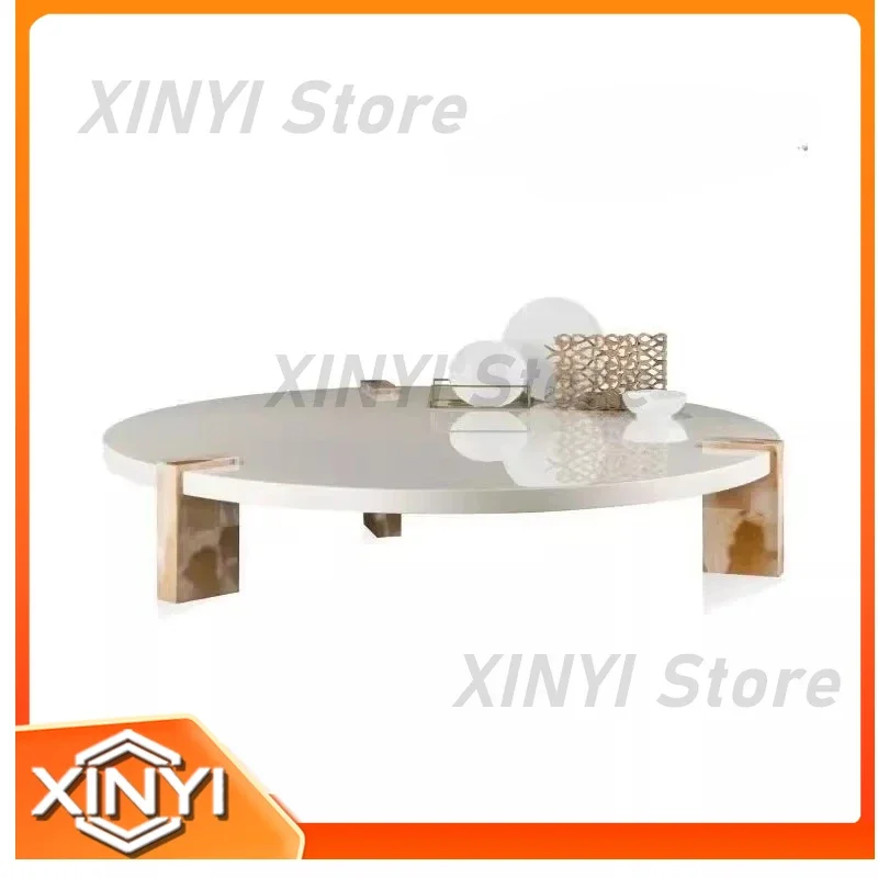Luxury Solid Wood Coffee Table for Modern Retro Round Tea Table with Natural Wood Grain High-End Lightweight Design