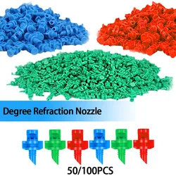 Boquilla de refracción de riego de 90/180/360 grados, cabezal de rociador, Conector de rosca, pulverizador de niebla de riego por goteo de árboles frutales de jardín