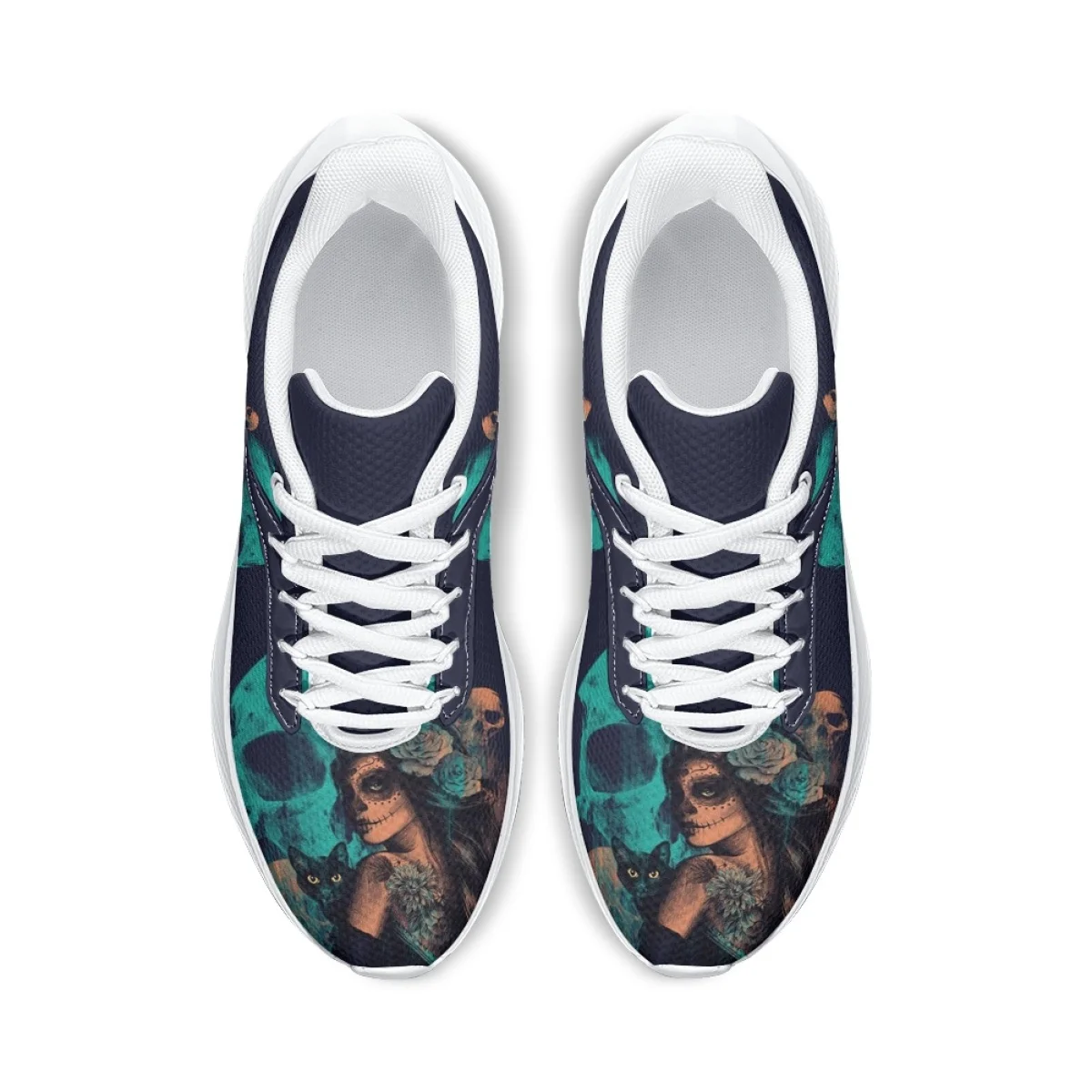 Gothic Skull Girl Print Sneakers Women's Autumn Casual Shoes Fashion Classic Lace Up Outdoor Sports Running Shoes Halloween Gift
