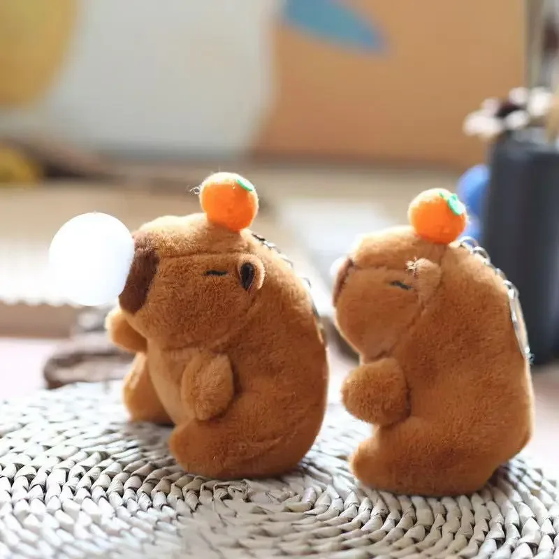 Cute Capybara Doll Portable Plush Toy Bubble Blower Student Gift Book Bag Pendant Decorations Keychain Gift