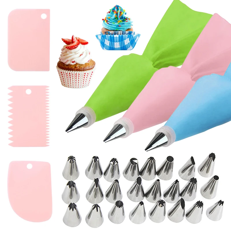 Nozzle Pipe Cake Decorating Tools Candy Equipment Kitchen Accessories Reusable Pastry Bags and Bakery Sets Icing Sockets