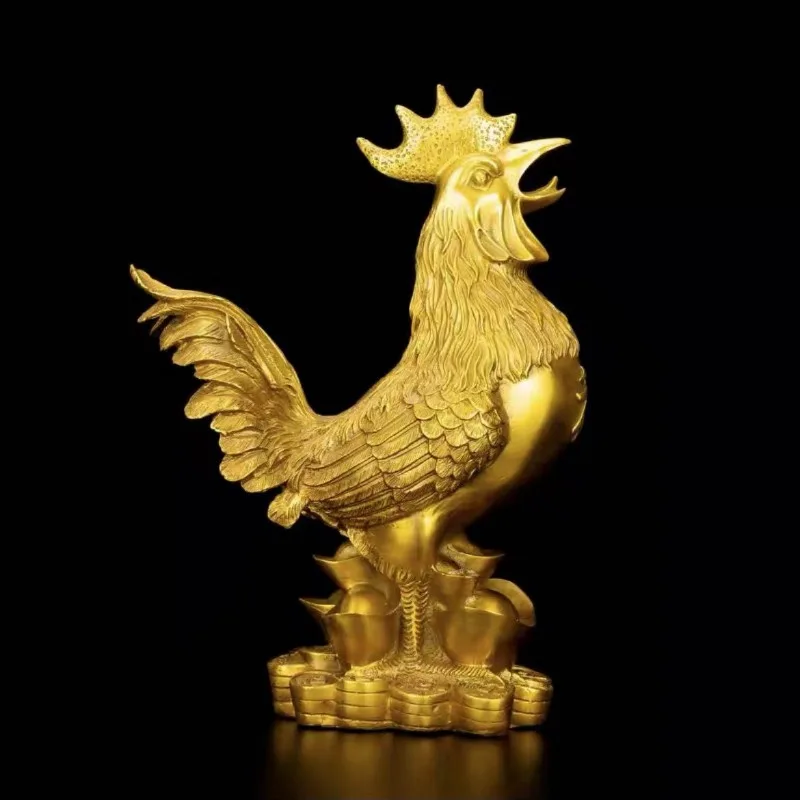 

Copper Statue New Kaiguang Brass Auspicious Golden Rooster Ornament Zodiac Chicken Home Decoration Office Crafts