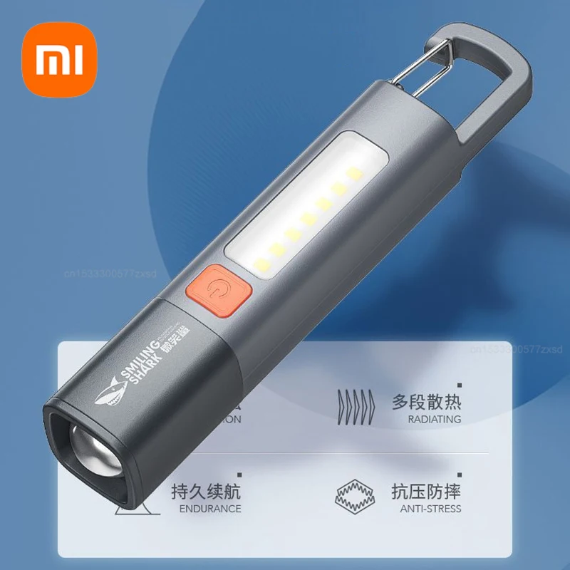 Xiaomi Outdoor Flashlight Portable Strong Light Variable Focus with Floodlight Side Lights Long Range LED Lamp Emergency Tools