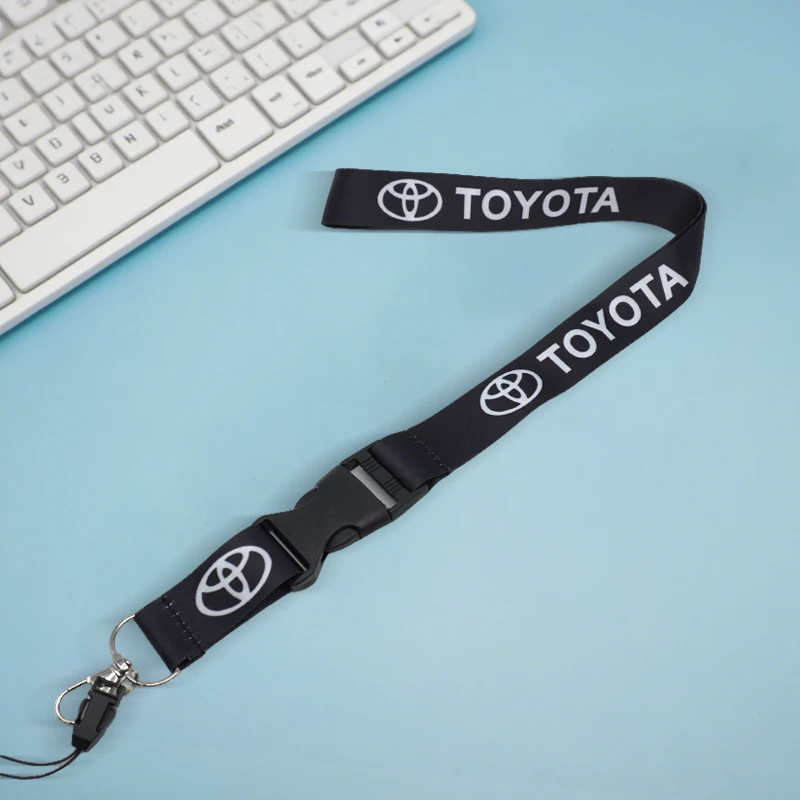 

Car Lanyard Pass Work ID Mobile Nylon Neck Strap Keychain Rope For Toyota Corolla Camry Rav4 Yaris Hilux Prius Auris Accessories