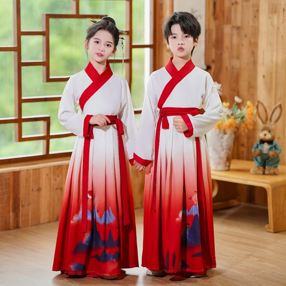 

Hanfu Dress Chinese Traditional Cosplay Costumes Kung Fu Children Clothing Ethnic Style Boy Girl Stage Performance Kids Clothes
