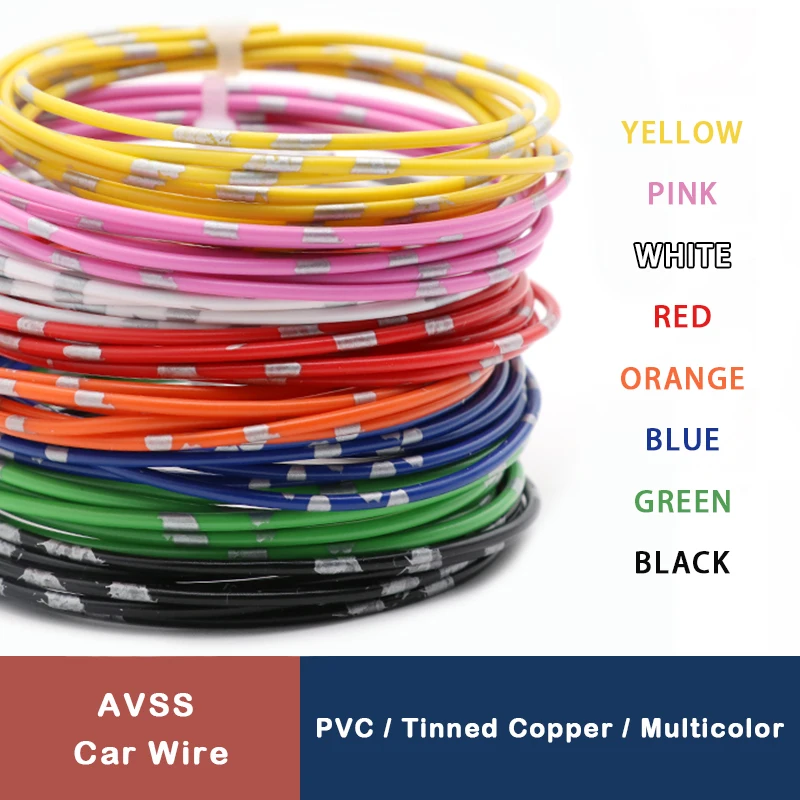 

5/50/100m AVSS Car Wire 24 22 20 18 16 14 13AWG OFC Oxygen-free Copper Thin PVC Insulation Speaker Audio Cable Automotive Wires