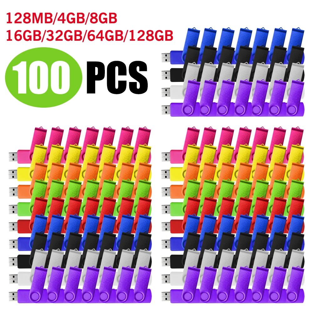 100 Pcs/ Lot Flash Drive Pendrive 1GB 2GB 4GB Pen Drive 8GB 16GB Memory Stick 32GB USB Stick 64GB Flash 128MB Gift USB 2.0